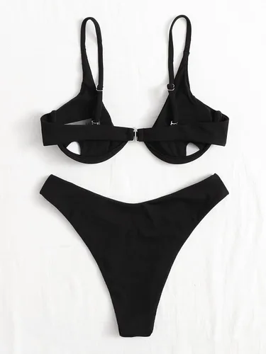 Vista 2 de Verdusa - Traje de baño de 2 piezas para mujer, de corte alto, parte de abajo triangular, para nadar