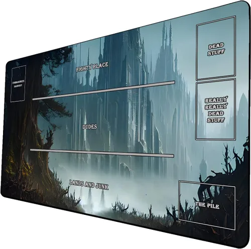 Vista 33 de Tapete de juego de cartas coleccionables AI Painting – Tapete de juego MTG con zonas, 24 x 14 pulgadas, tapete de juego MTG de alta calidad – El