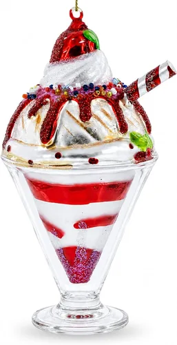 Vista 4 de Adorno de Navidad de cristal para pastel de postre