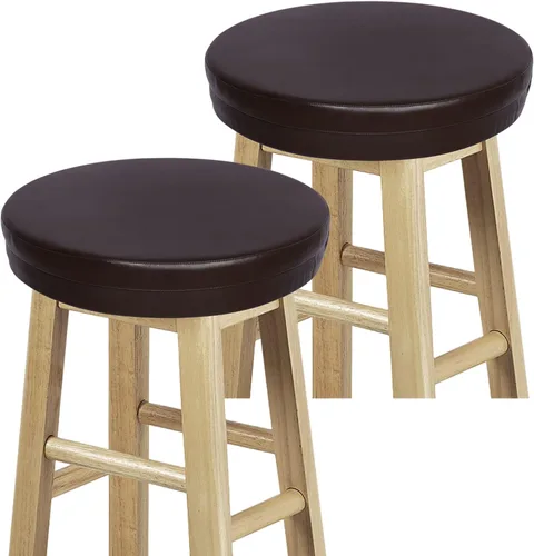 Vista 9 de Shinnwa Cojín redondo de espuma para taburete de bar, cojines de asiento acolchados de cuero impermeable con parte inferior elástica y Negro