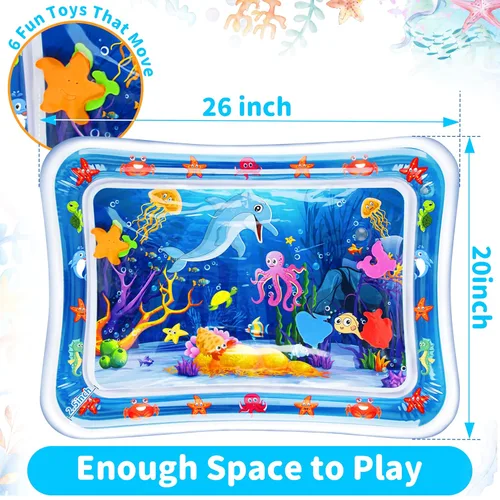 Vista 6 de Yeeeasy Alfombra de agua para el tiempo boca abajo Alfombra de agua inflable para el tiempo boca abajo para bebés, bebés y niños pequeños de 3 a