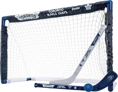 Vista 10 de Franklin Sports NHL - Juego de mini hockey para niños, portería de hockey sobre rodilla, pelota + 2 palos, juego de juguetes para interiores
