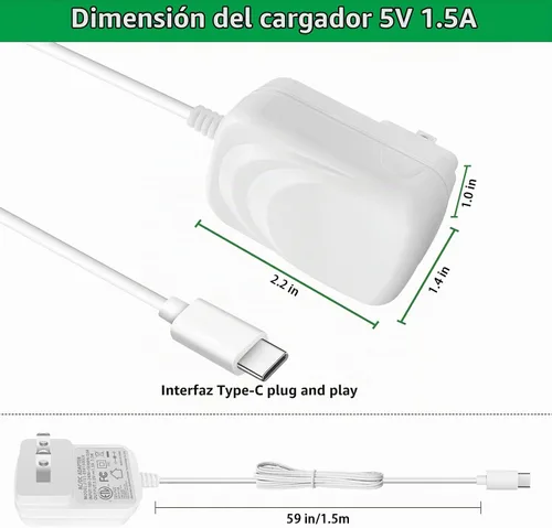 Vista 7 de Fuente de alimentación de 5 V 1.5 A, cargador de 5 voltios con puertos tipo C y micro USB, para Kindle de 5 voltios, teléfonos inteligentes