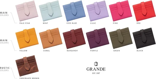 Vista 6 de Grande -3803 Cartera unisex, Rosa pálido, Cartera delgada de cuero con cierre a presión pequeño