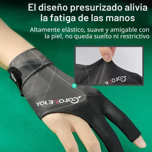 Vista 3 de Guantes de billar para mano derecha, guantes de billar de 3 dedos, guantes de billar para taco de piscina, guantes de billar transpirables de secado