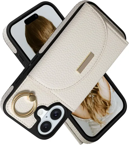 Vista 24 de Funda tipo cartera de Keallce para iPhone 14 Pro de 6.1 pulg., funda con tapa y ranuras para tarjetas, soporte con anillo, funda protectora de piel