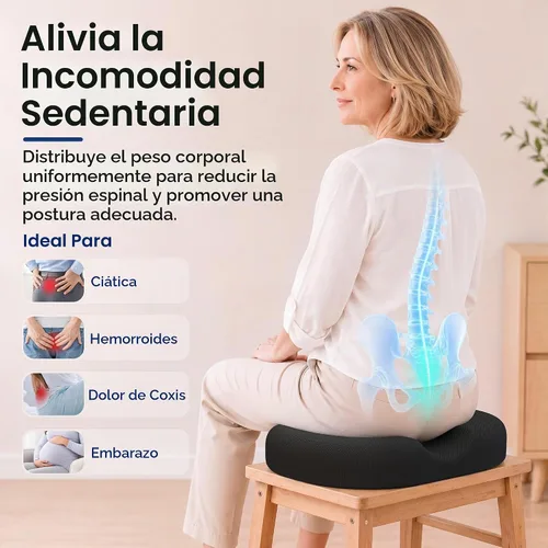 Vista 5 de Cojín de Asiento para Hemorroides en Forma de Dona Negro
