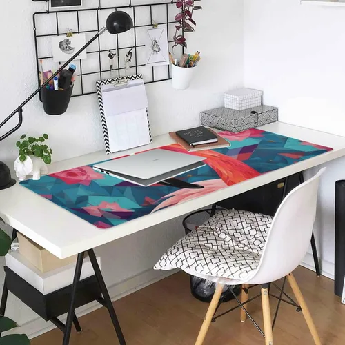 Vista 6 de Alfombrilla de mouse grande con diseño de flamenco para juegos de 35.5 x 16 pulgadas, base antideslizante, resistente al agua, ideal para jugadores