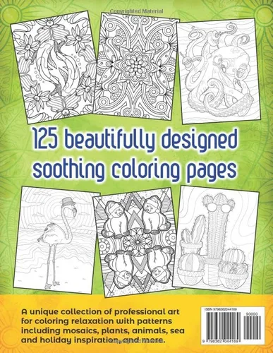 Vista 2 de Anxiety Relief Relaxing Coloring Book 125 Patterns For Adults Anti-stress Art Therapy through Mindfulness Coloring