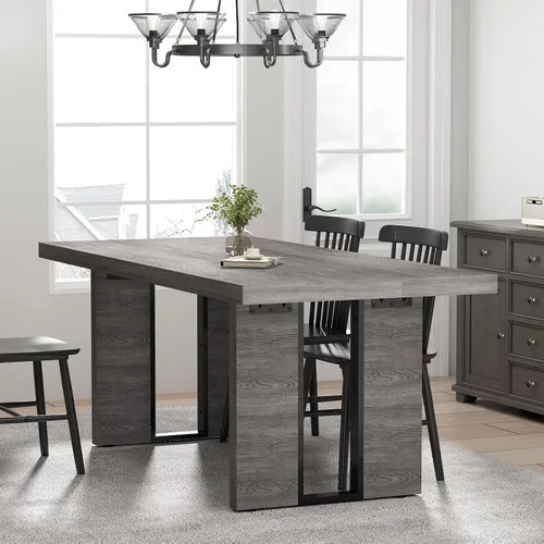 Vista 4 de Loomie Mesa de comedor de 70.8 pulgadas, mesa de cocina rústica para 6-8 personas, muebles de comedor grandes, mesa rectangular para sala de estar