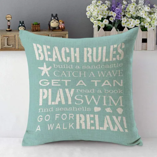 Vista 5 de Mugod Beach Rules - Funda de almohada con texto en inglés "Go for a Walk Relax", estilo pastoral con letras azules y blancas, fundas de almohada