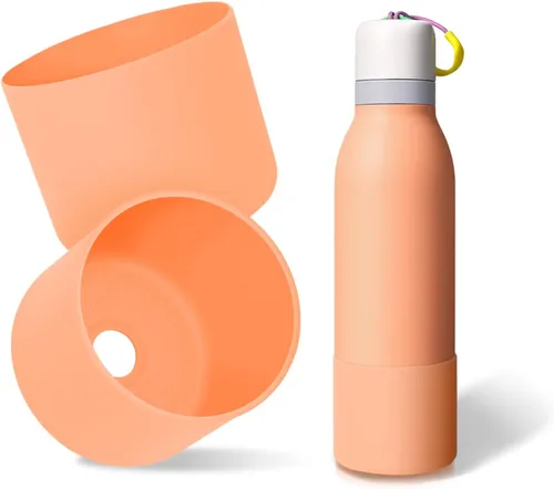 Vista 20 de 2 botas de silicona superiores para Owala FreeSip Twist de 24 onzas, funda inferior resistente a los arañazos, accesorios de botella de Owala