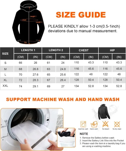 Vista 7 de Chaqueta térmica para mujer con batería, rompevientos impermeable, desmontable con capucha, chaqueta térmica eléctrica