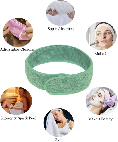 Vista 5 de Rubehoow - Bata de baño para mujer, envoltura de toalla con cierre de velcro ajustable con bolsillos y diadema facial