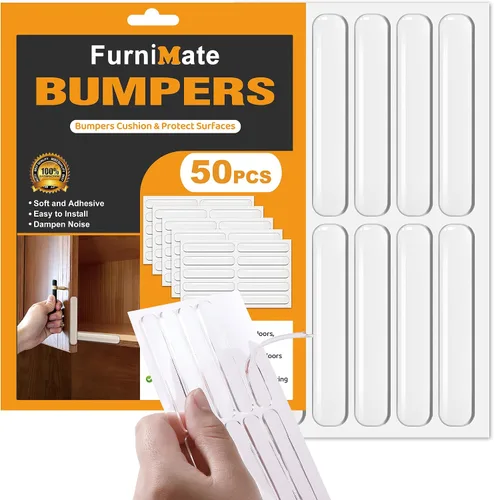 Vista 18 de 4 piezas de topes largos para muebles - Protectores de pared, tope de puerta de refrigerador, 5.5x0.7x0.2 pulgadas