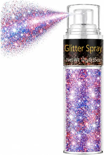 Vista 15 de Go Ho - Aerosol de purpurina para cabello y cuerpo, aerosol de purpurina en polvo seco azul para ropa, polvo de purpurina suelto para festivales