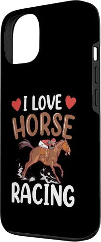 Vista 2 de Funda para iPhone 13 I Love Horse Racing Horses Race Racer