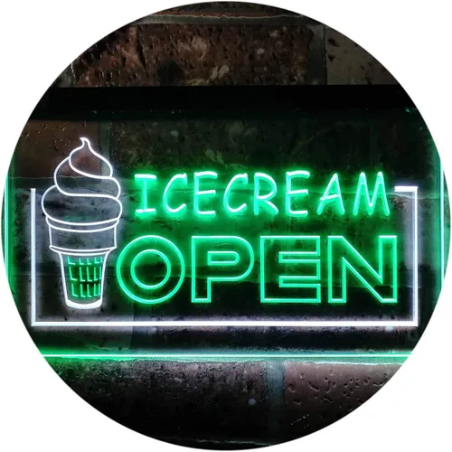 Vista 10 de ADVPRO Ice Cream Open Shop Dual Color LED Neon Sign Blue & Red 12" x 8.5" st6s32-m0079-br