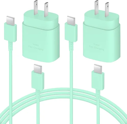 Vista 13 de AISNI Cargador USB C, paquete de 2 cargadores tipo C de 25 W, carga rápida con cable de carga USBC de 6 pies, carga de teléfono Android para Galaxy