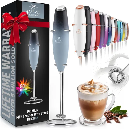 Vista 625 de Zulay Milk Boss Espumador de leche potente manual, hace espuma para latte, batidor para mezclar bebidas, café, miniespumador para capuchino, frappé