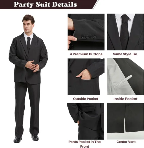 Vista 4 de Disfraz de traje para hombre, traje de fiesta de color sólido, traje de adulto, divertido disfraz de Halloween, baile de graduación, discoteca