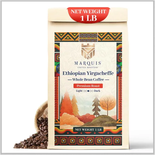 Vista 7 de Marquis - Café molido Yirgacheffe etíope, tostado molido rico y audaz, tostado medio fresco con un sabor afrutado, café etíope premium, 1 libra