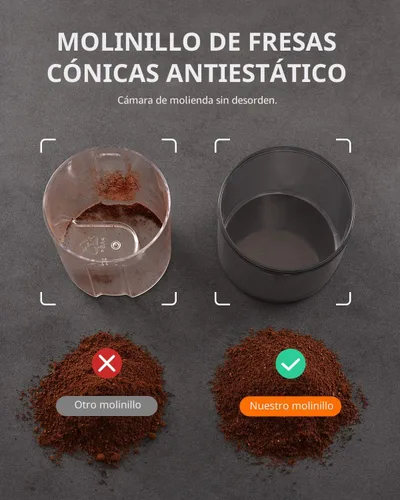 Vista 2 de KIDISLE Molinillo de Café de Fresas Cónicas, Molinillo Eléctrico de Granos de Café para Molienda Precisa, 35 Ajustes, Selector de 2 a 12 Tazas