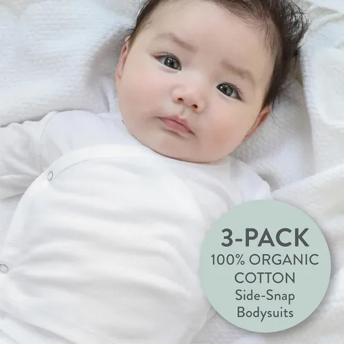 Vista 2 de HonestBaby unisex-baby 3-pack Long Sleeve Side-snap Kimono Bodysuits Organic Cotton for Infant Baby Boys, Girls, Unisex