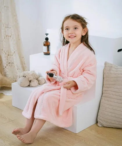 Vista 3 de Bata de baño para niños y niñas de manga larga con bolsillos