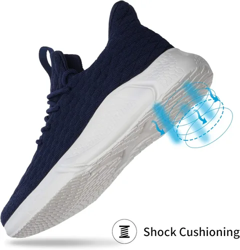 Vista 5 de Slow Man Zapatos de correr para hombre, zapatos de caminar para hombre, de malla de punto, transpirables, zapatos deportivos sin cordones, cómodos