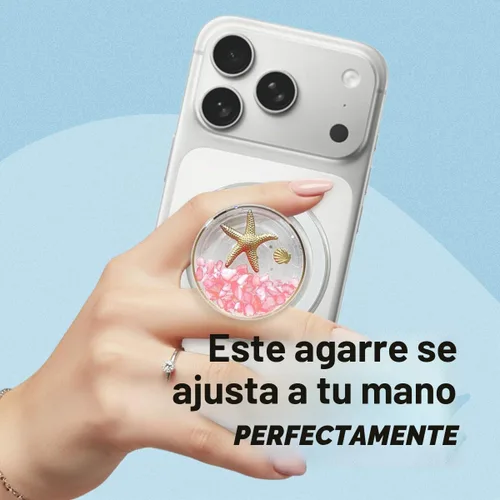 Vista 2 de Soporte magnético para teléfono móvil plegable y extensible estilo océano para teléfono inteligente, tableta, accesorio de teléfono celular (rosa)