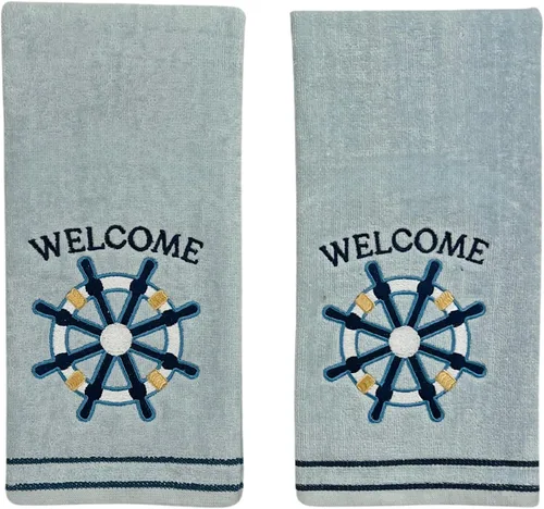 Vista 17 de Serafina Home Toallas de mano náuticas para huéspedes: Coastal Love Anchors The Soul, 2 piezas suaves y absorbentes