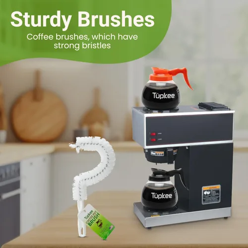 Vista 4 de Cepillo de limpieza para cafetera, curvado, antiarañazos, cerdas de larga duración Durable Long Lasting curved brush with non-scratch bristles for