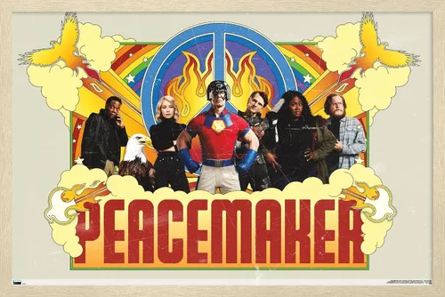 Vista 7 de Trends International DC Comics TV Peacemaker - Póster de pared de grupo, 22.4 pulgadas de largo x 14.7 pulgadas, versión enmarcada de madera