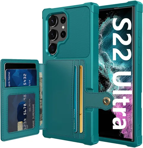 Vista 152 de Funda para Samsung Galaxy S21 Ultra con tarjetero, compatible con soporte magnético para automóvil, resistente a los golpes, resistente, suave, TPU