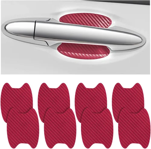 Vista 25 de 8 unidades de calcomanías para manija de puerta de coche, protector de copa de puerta de coche de fibra de carbono antiarañazos, película protectora