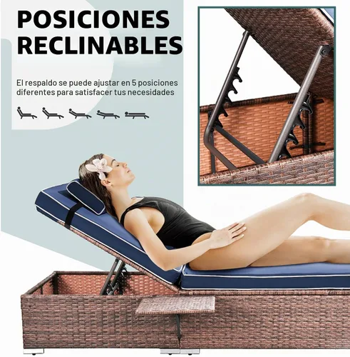 Vista 4 de Rophefx - Juego de 2 sillas de piscina para exteriores, color azul oscuro