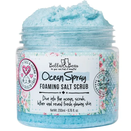 Vista 2 de Bella & Bear Ocean Spray - Exfoliante de sal espumosa, tamaño completo y tamaño de viaje