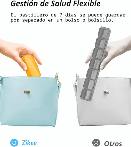 Vista 3 de ZIKEE Paquete de 7 pastilleros extra grande, pastillero portátil para 7 días para bolsillo, bolso, pastillero semanal con diseño de doble