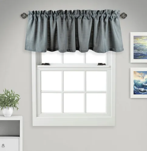 Vista 15 de Aiking Home Cenefas de ventana – 2 paneles de poliéster sólido cenefas de cocina con bolsillo para barra de 2.5 pulgadas para ventanas pequeñas