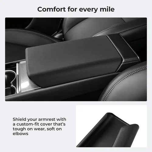 Vista 4 de Shademax Funda para reposabrazos de consola central para Tesla Model Y Juniper 2025-2026 / Modelo 3 Highland 2024-2026, antideslizante, impermeable