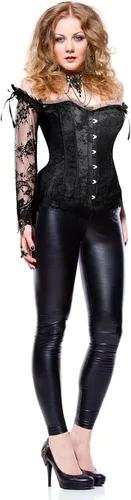 Vista 6 de Haysandy Conjunto de corsé gótico con mangas de encaje y pulsera Negro
