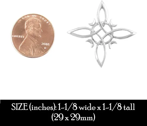 Vista 8 de Woot & Hammy Witch's Knot with Four Crescent Moons Pendant, Four Pointed Celtic Knot,100% Sterling Silver, Handmade