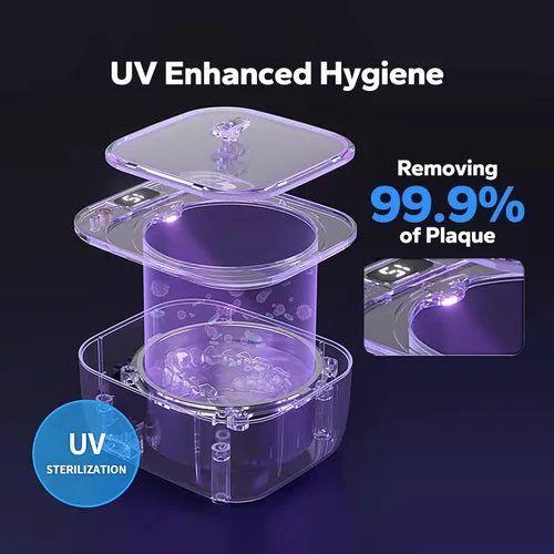 Vista 3 de Limpiador de retenedores, limpiador ultrasónico para retenedores, protectores bucales, protectores nocturnos y dentaduras, limpiador de joyas, 48