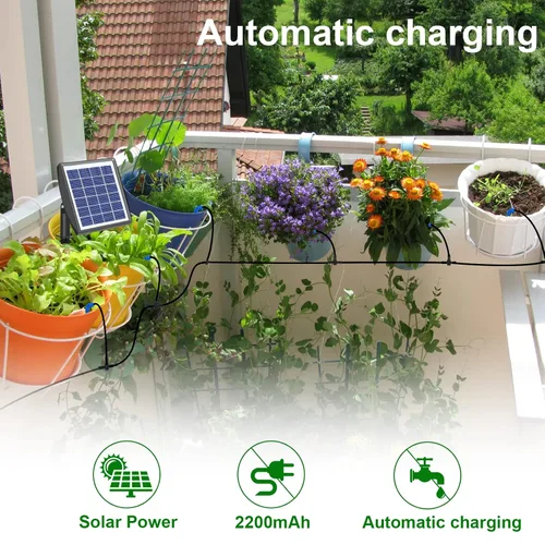 Vista 3 de RISINGUP Sistema de riego por goteo solar para 15 plantas en maceta para jardín al aire libre Automatic Plants Watering System with Anti-Siphoning
