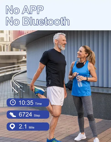Vista 5 de GRV - Reloj de seguimiento de acondicionamiento físico sin Bluetooth, sin aplicación, sin teléfono requerido; impermeable, reloj con podómetro