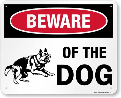 Vista 14 de SmartSign Letrero de metal con gráfico "Beware of The Dog" de 7 x 10 pulgadas, aluminio laminado a prueba de óxido, rojo, negro y blanco, fabricado