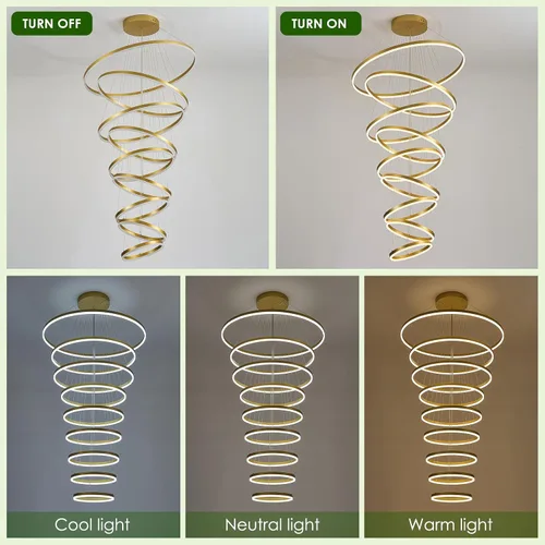 Vista 11 de Benkut Lámpara de Araña de Anillo LED Moderna Negra para Comedor, Lámpara de Araña de Techo Circular Empotrada Regulable con Control Remoto
