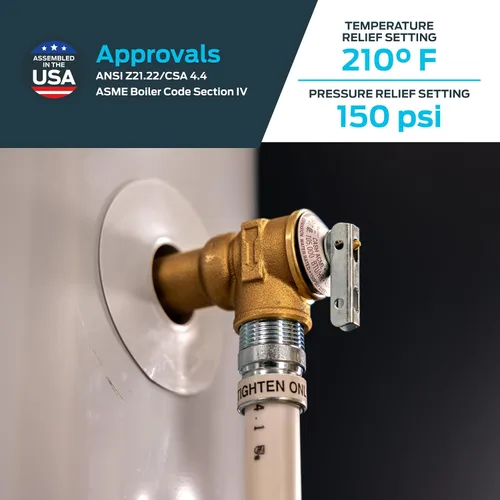 Vista 4 de Cash Acme Válvula de alivio de temperatura y presión NCLX-5L de 3/4 pulgadas, empuje para conectar accesorios de plomería de latón, cobre, tubo