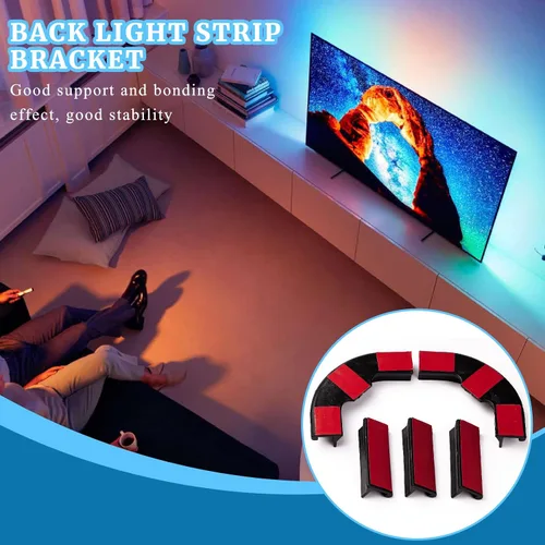 Vista 4 de 5 soportes genéricos mejorados para Philips Hue Play Gradient Lightstrip clips de montaje con buen efecto de soporte para parte trasera plana